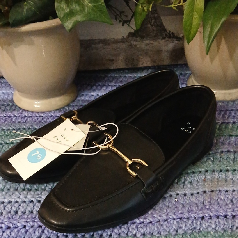 a new day Black Loafers with Gold Accent